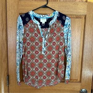 Maeve Anthropologie Mandala Henley Top. Size 0